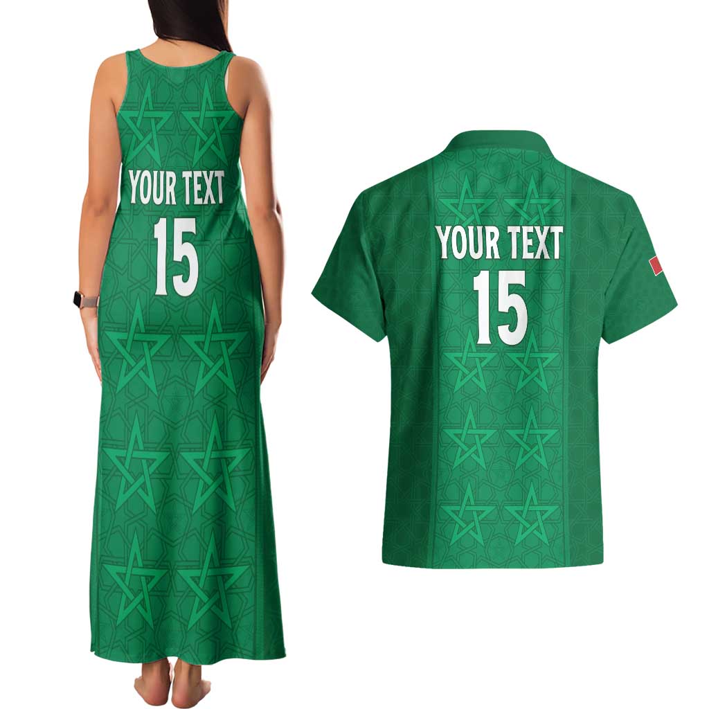 Custom Morocco Football Couples Matching Tank Maxi Dress and Hawaiian Shirt Sir Sir Sir