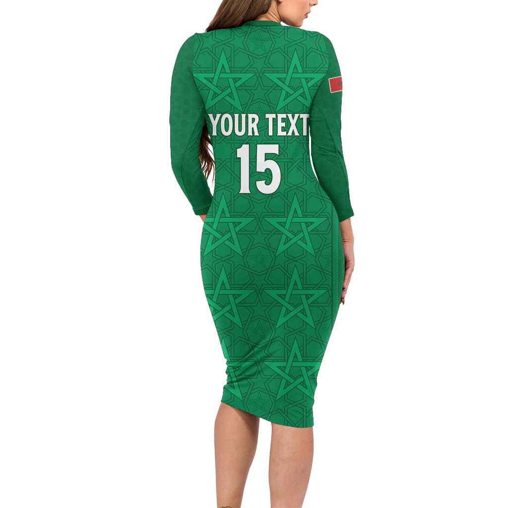 Custom Morocco Football Family Matching Long Sleeve Bodycon Dress and Hawaiian Shirt Sir Sir Sir