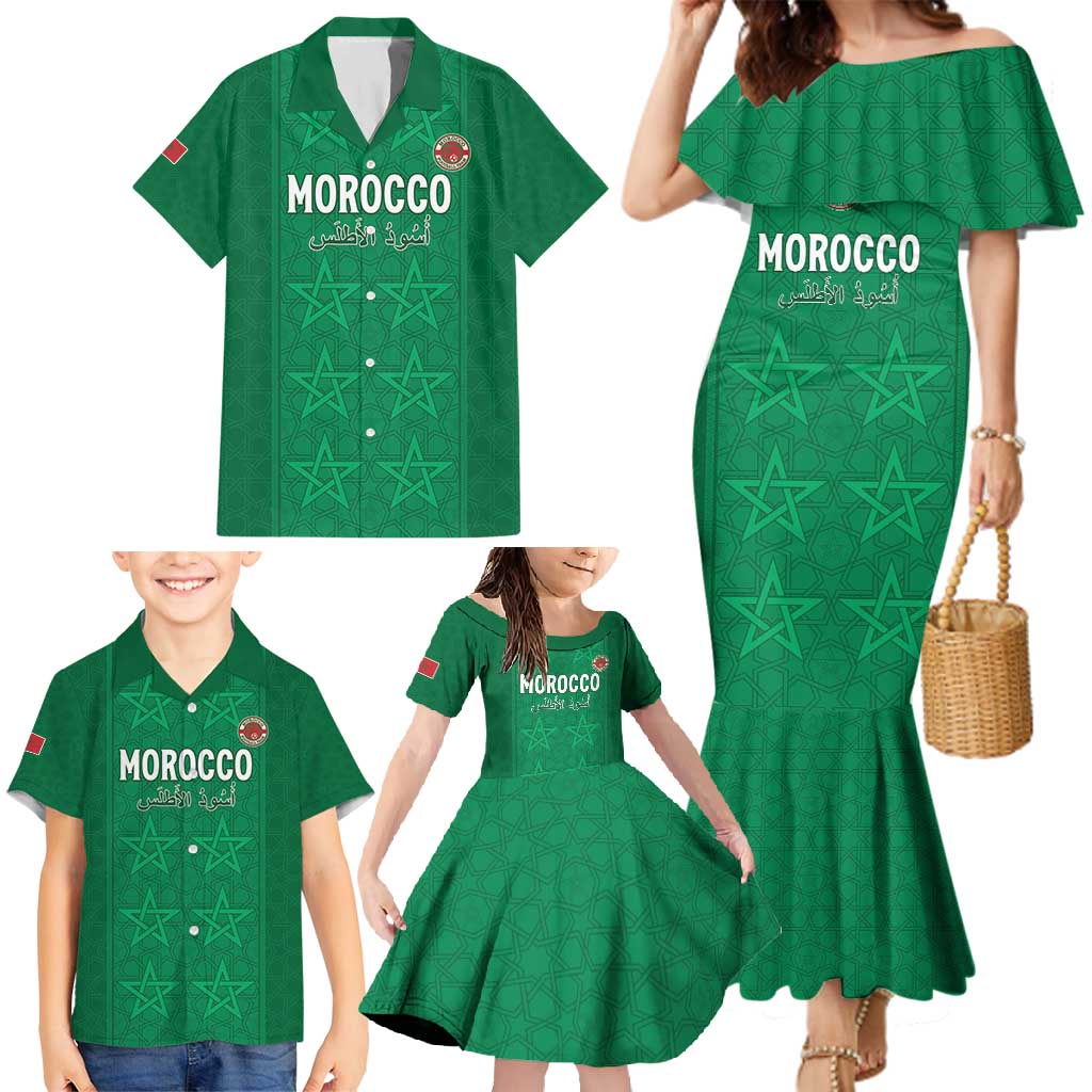 Custom Morocco Football Family Matching Mermaid Dress and Hawaiian Shirt Sir Sir Sir