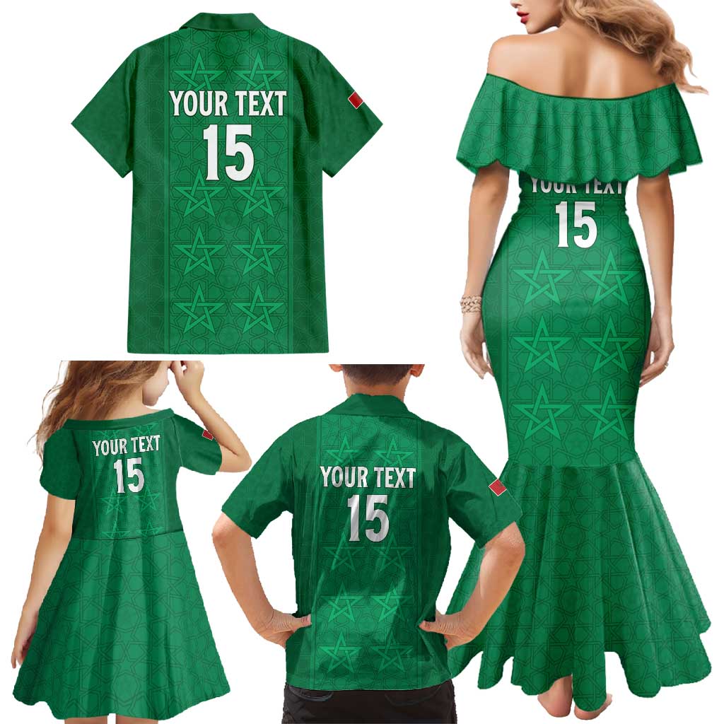 Custom Morocco Football Family Matching Mermaid Dress and Hawaiian Shirt Sir Sir Sir