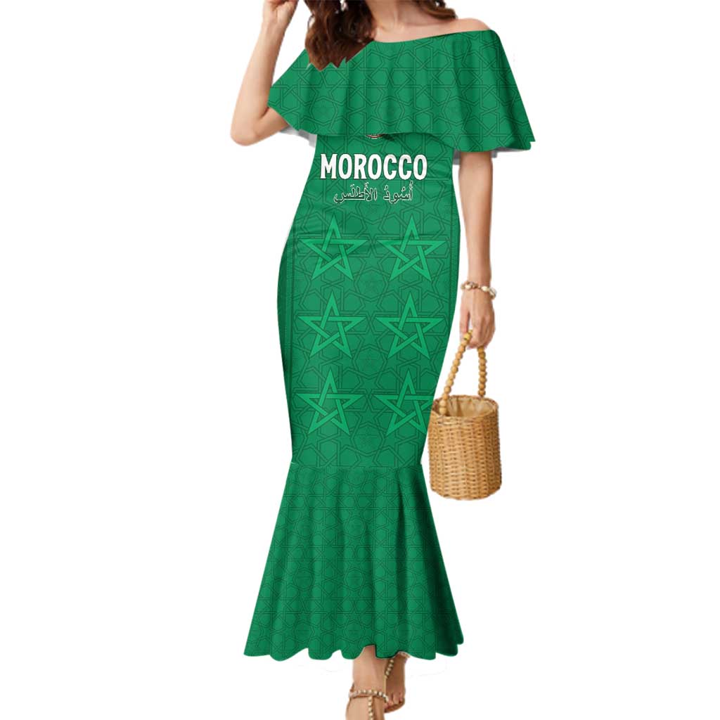 Custom Morocco Football Family Matching Mermaid Dress and Hawaiian Shirt Sir Sir Sir