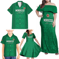 Custom Morocco Football Family Matching Off Shoulder Maxi Dress and Hawaiian Shirt Sir Sir Sir