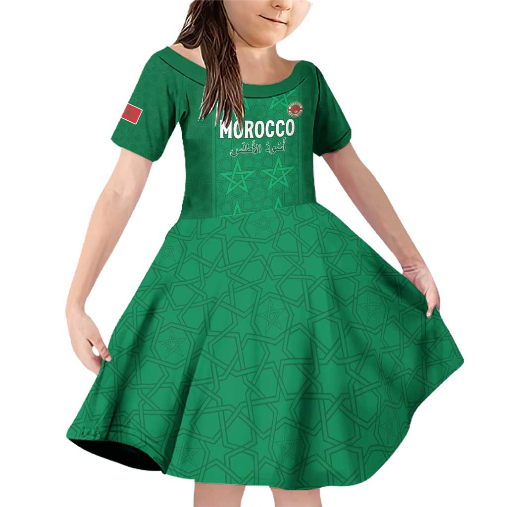 Custom Morocco Football Family Matching Off Shoulder Short Dress and Hawaiian Shirt Sir Sir Sir