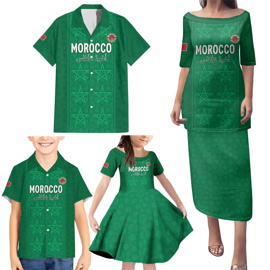 Custom Morocco Football Family Matching Puletasi and Hawaiian Shirt Sir Sir Sir