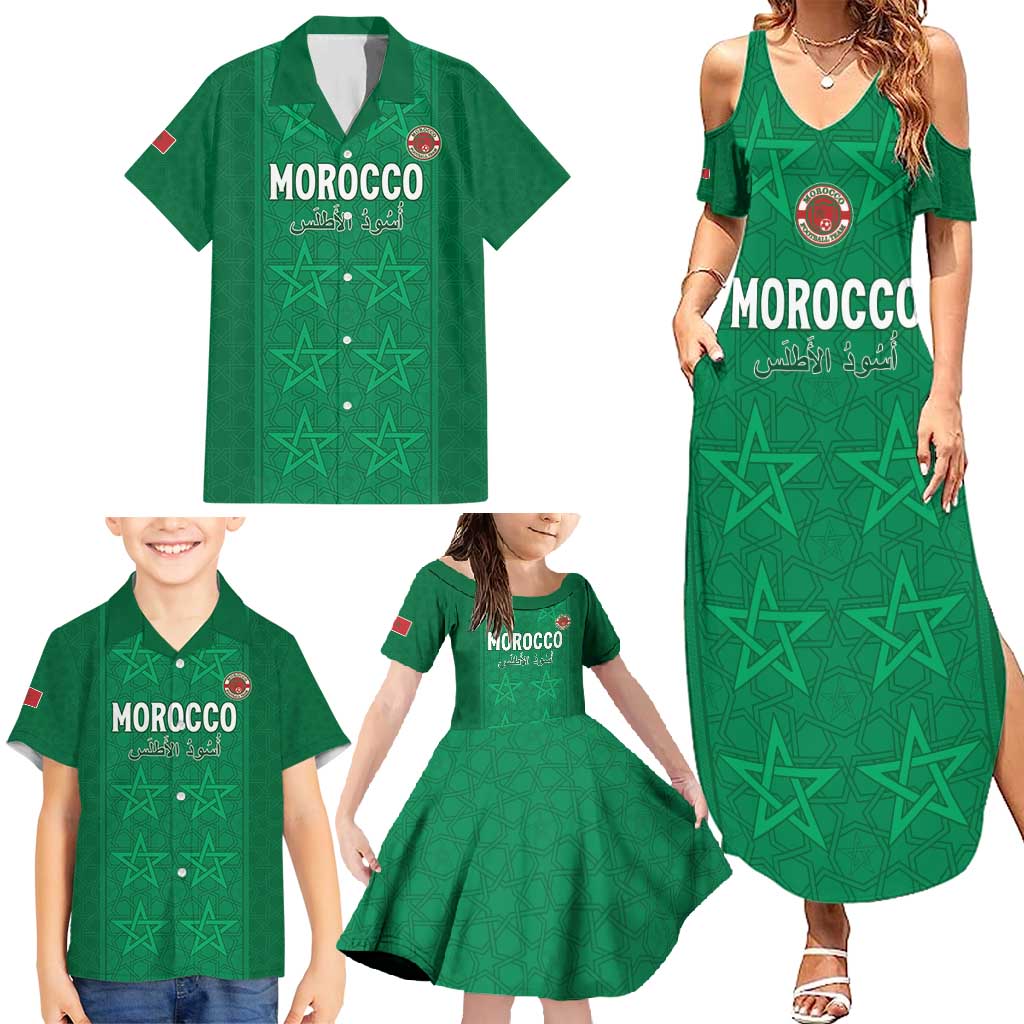 Custom Morocco Football Family Matching Summer Maxi Dress and Hawaiian Shirt Sir Sir Sir