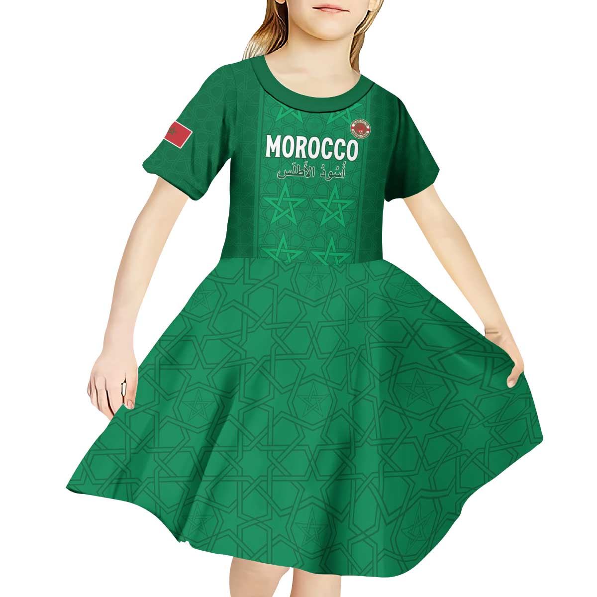 Custom Morocco Football Kid Short Sleeve Dress Sir Sir Sir