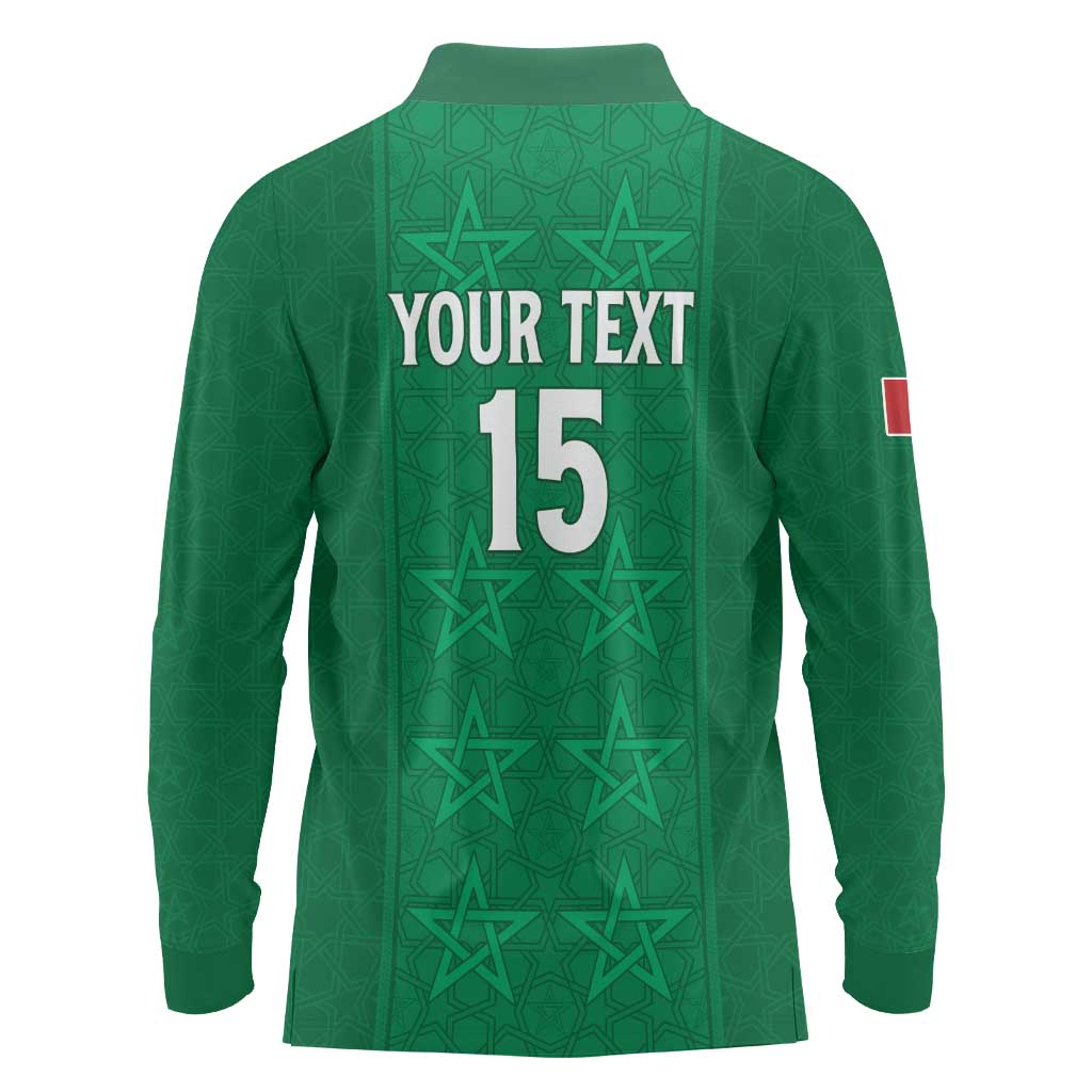 Custom Morocco Football Long Sleeve Polo Shirt Sir Sir Sir