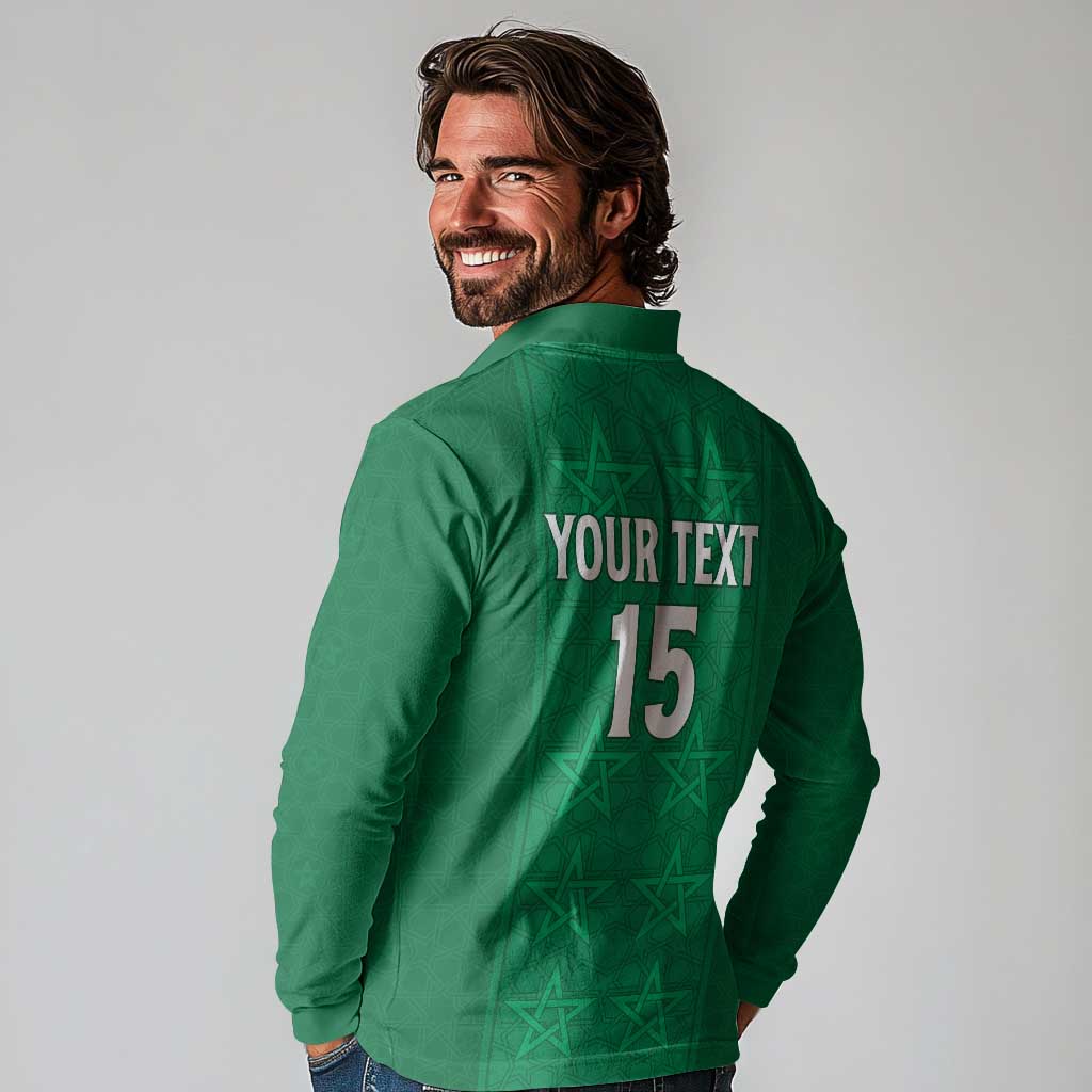 Custom Morocco Football Long Sleeve Polo Shirt Sir Sir Sir