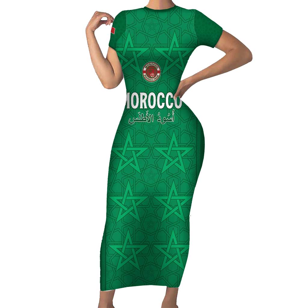 Custom Morocco Football Short Sleeve Bodycon Dress Sir Sir Sir