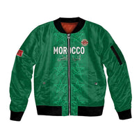 Custom Morocco Football Sleeve Zip Bomber Jacket Sir Sir Sir