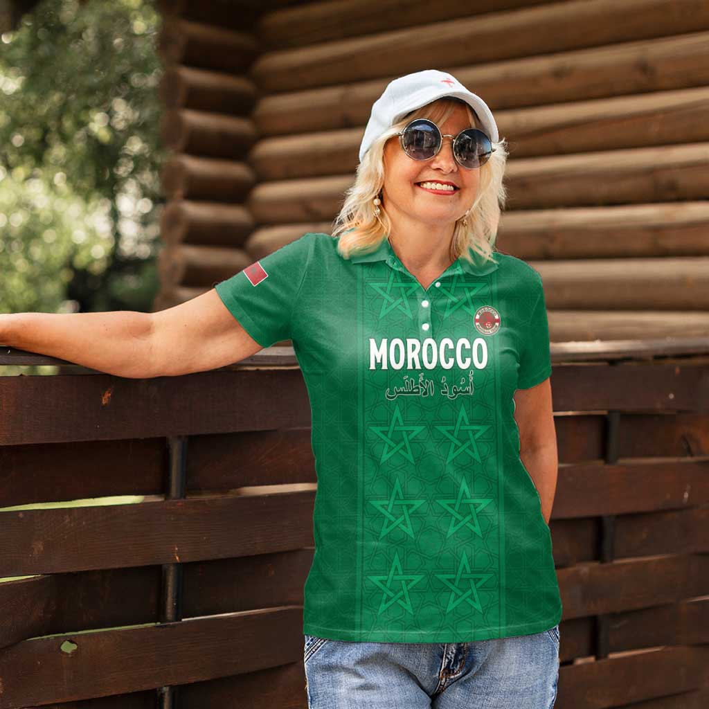 Custom Morocco Football Women Polo Shirt Sir Sir Sir