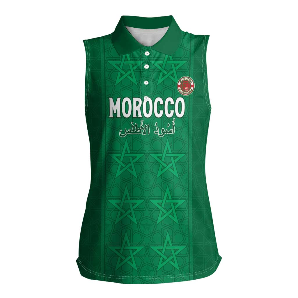 Custom Morocco Football Women Sleeveless Polo Shirt Sir Sir Sir