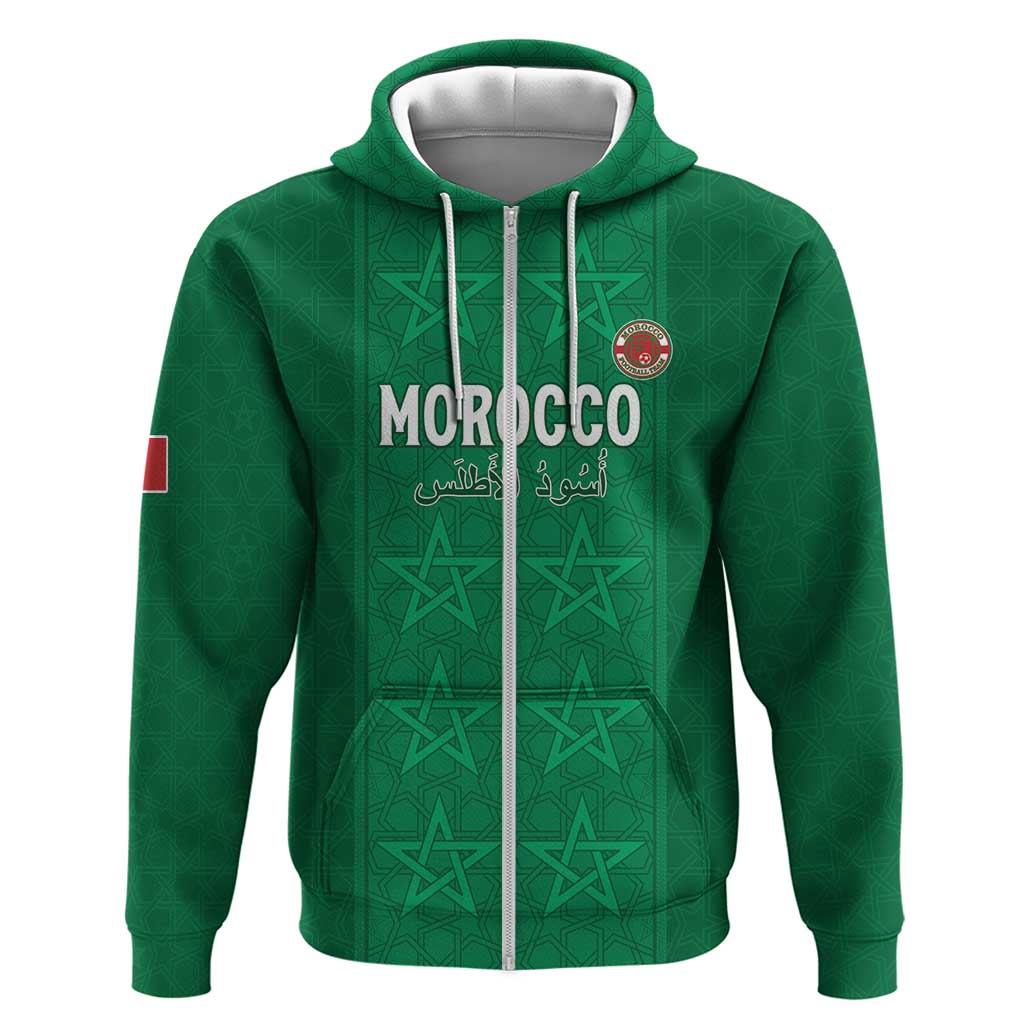 Custom Morocco Football Zip Hoodie Sir Sir Sir