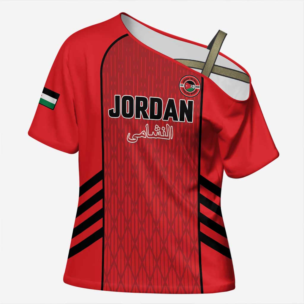 Custom Jordan Football 2026 Cross Shoulder Shirt Desert Falcons Rising - Red