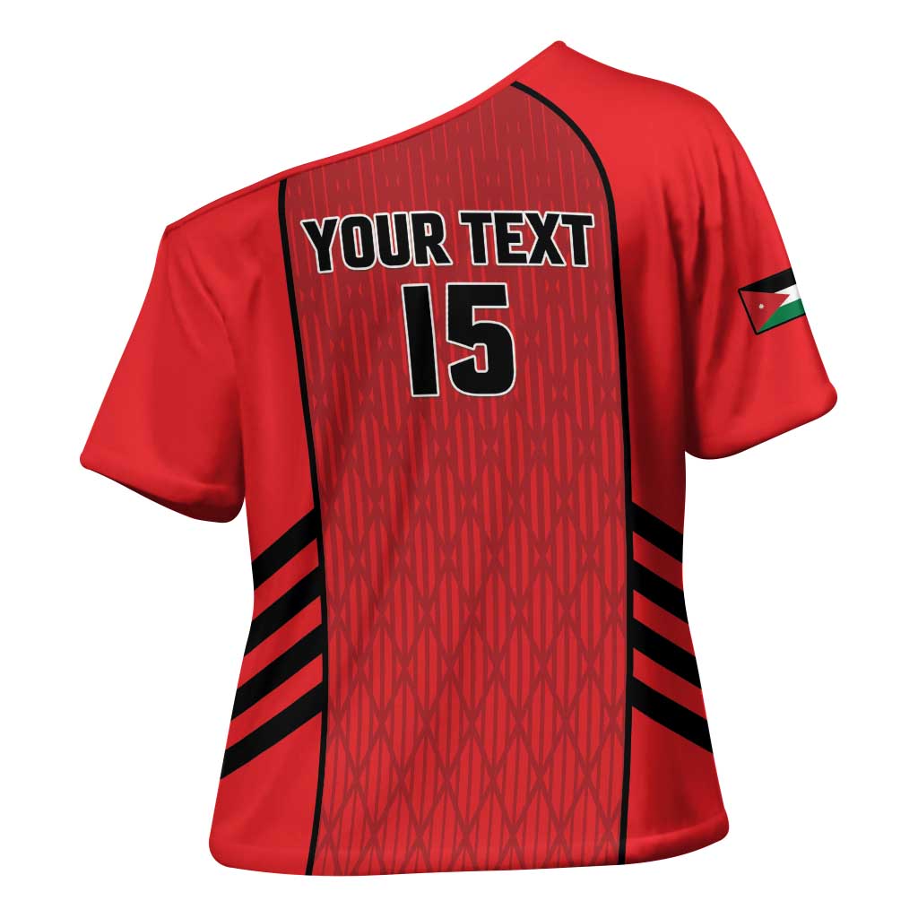 Custom Jordan Football 2026 Cross Shoulder Shirt Desert Falcons Rising - Red