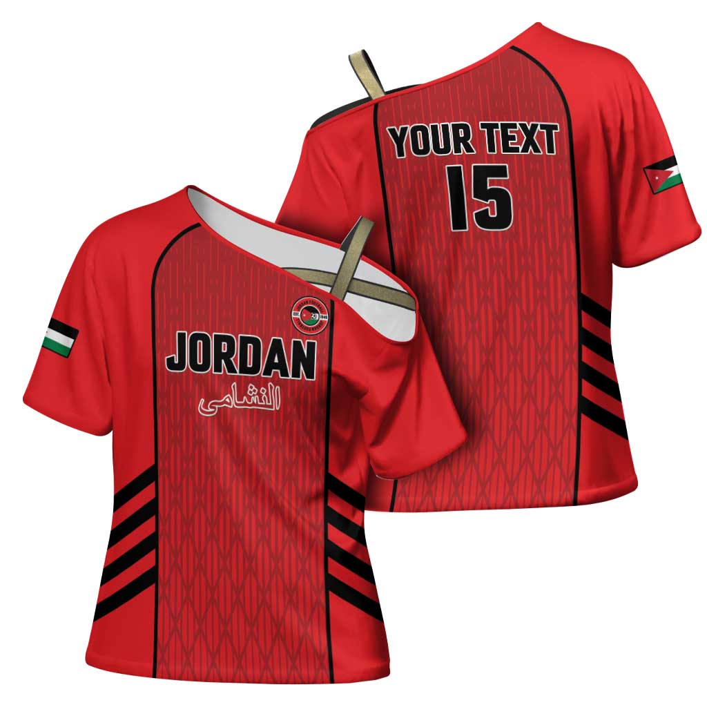 Custom Jordan Football 2026 Cross Shoulder Shirt Desert Falcons Rising - Red