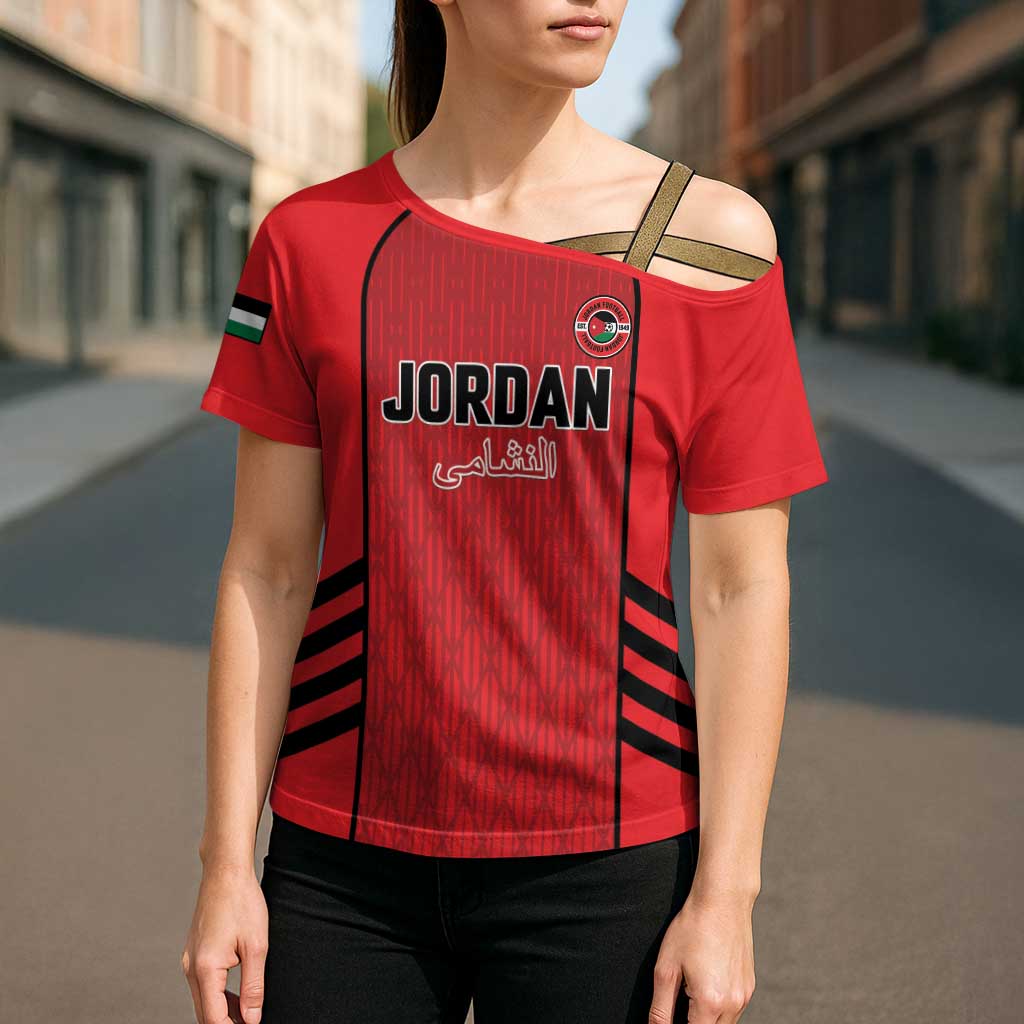 Custom Jordan Football 2026 Cross Shoulder Shirt Desert Falcons Rising - Red