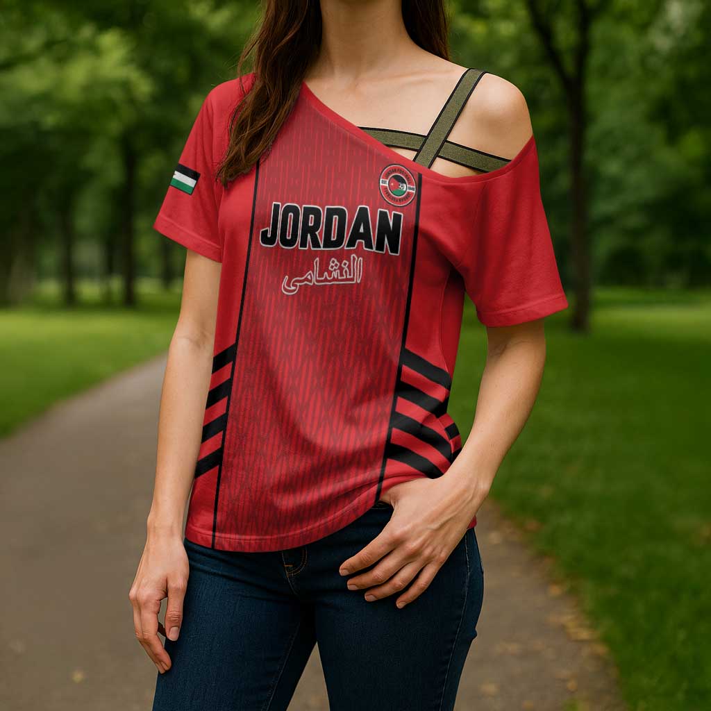 Custom Jordan Football 2026 Cross Shoulder Shirt Desert Falcons Rising - Red