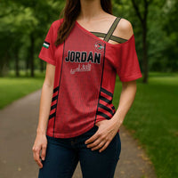 Custom Jordan Football 2026 Cross Shoulder Shirt Desert Falcons Rising - Red