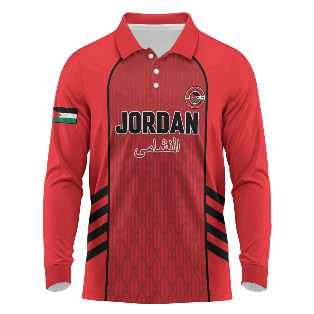Custom Jordan Football 2026 Long Sleeve Polo Shirt Desert Falcons Rising - Red