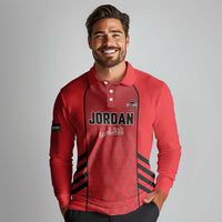 Custom Jordan Football 2026 Long Sleeve Polo Shirt Desert Falcons Rising - Red