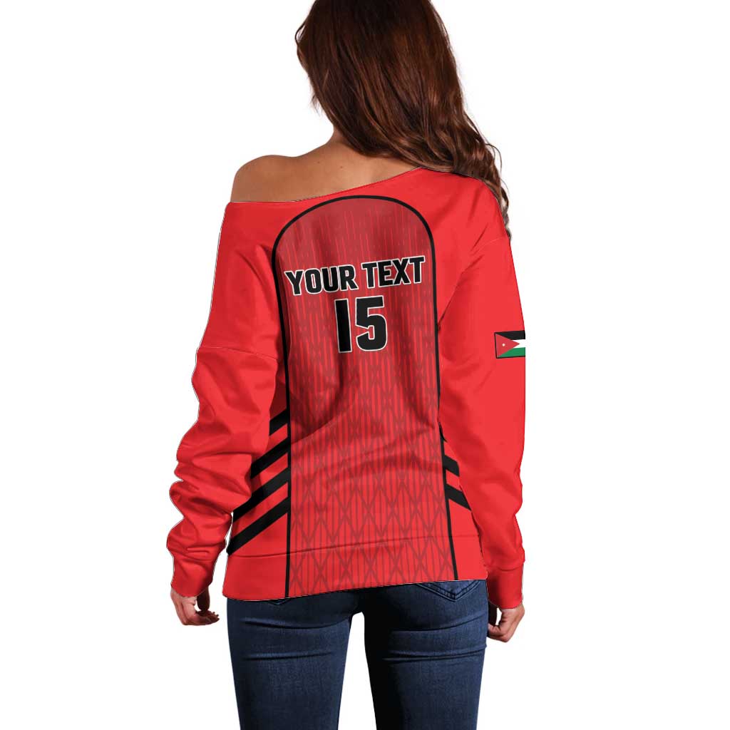Custom Jordan Football 2026 Off Shoulder Sweater Desert Falcons Rising - Red