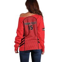 Custom Jordan Football 2026 Off Shoulder Sweater Desert Falcons Rising - Red