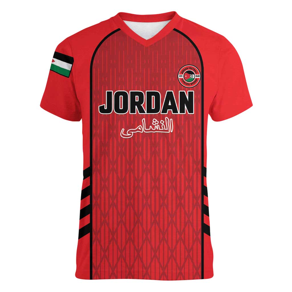 Custom Jordan Football 2026 Women V-Neck T-Shirt Desert Falcons Rising - Red