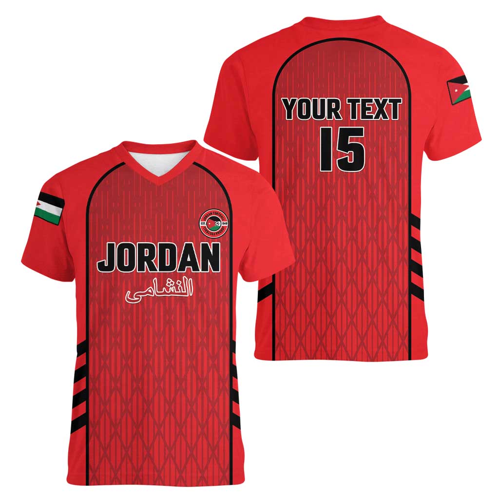 Custom Jordan Football 2026 Women V-Neck T-Shirt Desert Falcons Rising - Red