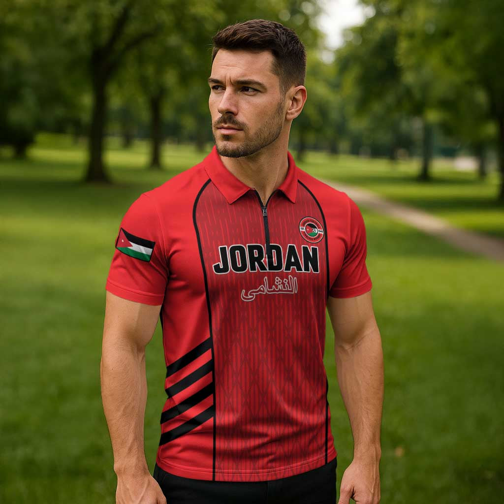Custom Jordan Football 2026 Zipper Polo Shirt Desert Falcons Rising - Red