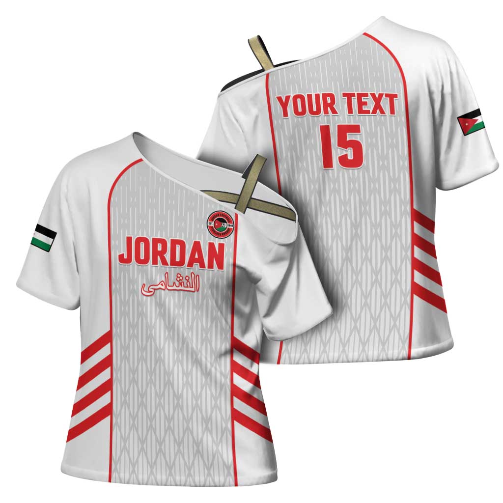 Custom Jordan Football 2026 Cross Shoulder Shirt Desert Falcons Rising - White