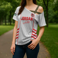 Custom Jordan Football 2026 Cross Shoulder Shirt Desert Falcons Rising - White