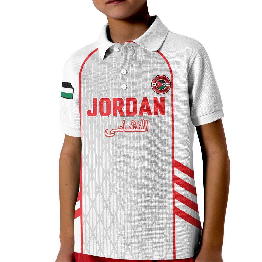 Custom Jordan Football 2026 Kid Polo Shirt Desert Falcons Rising - White