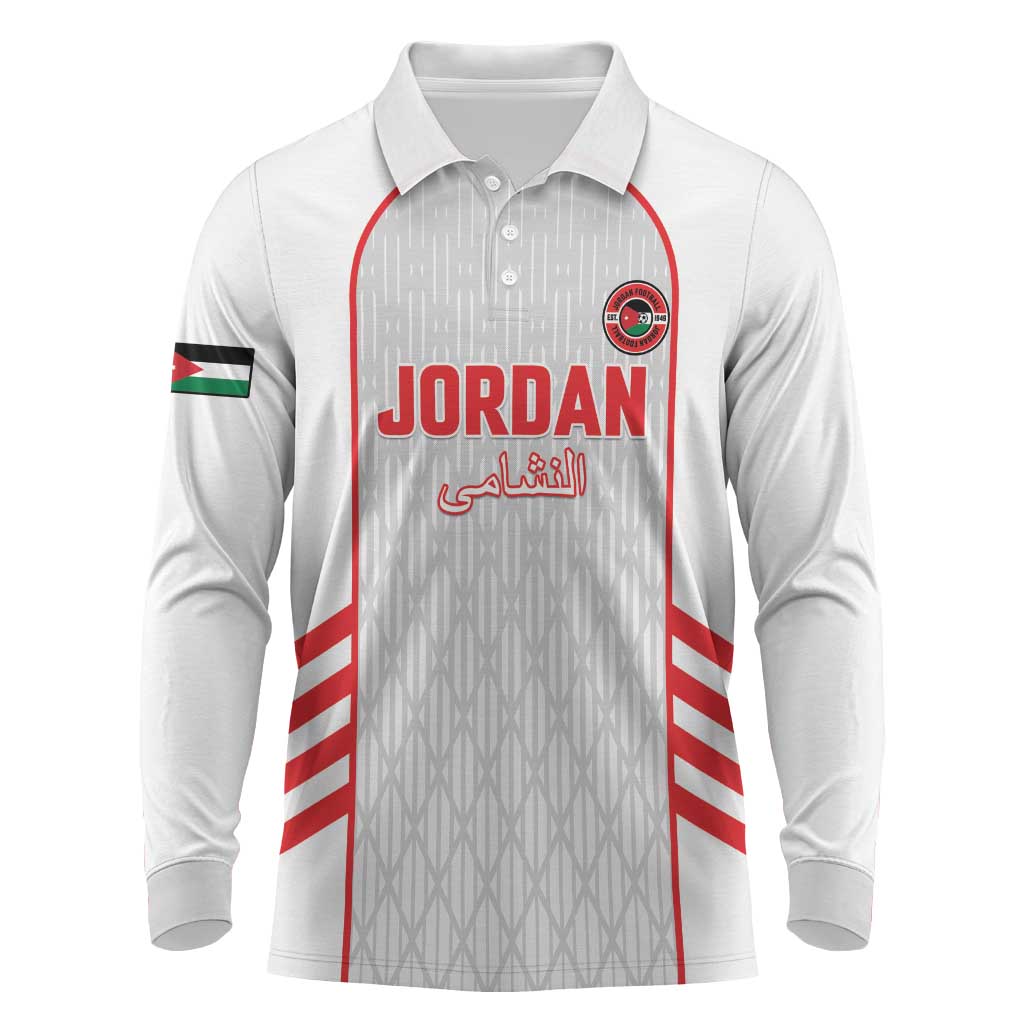 Custom Jordan Football 2026 Long Sleeve Polo Shirt Desert Falcons Rising - White