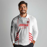 Custom Jordan Football 2026 Long Sleeve Polo Shirt Desert Falcons Rising - White
