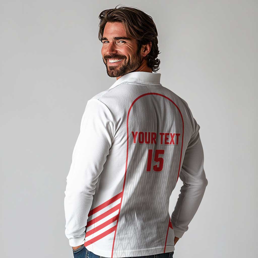 Custom Jordan Football 2026 Long Sleeve Polo Shirt Desert Falcons Rising - White