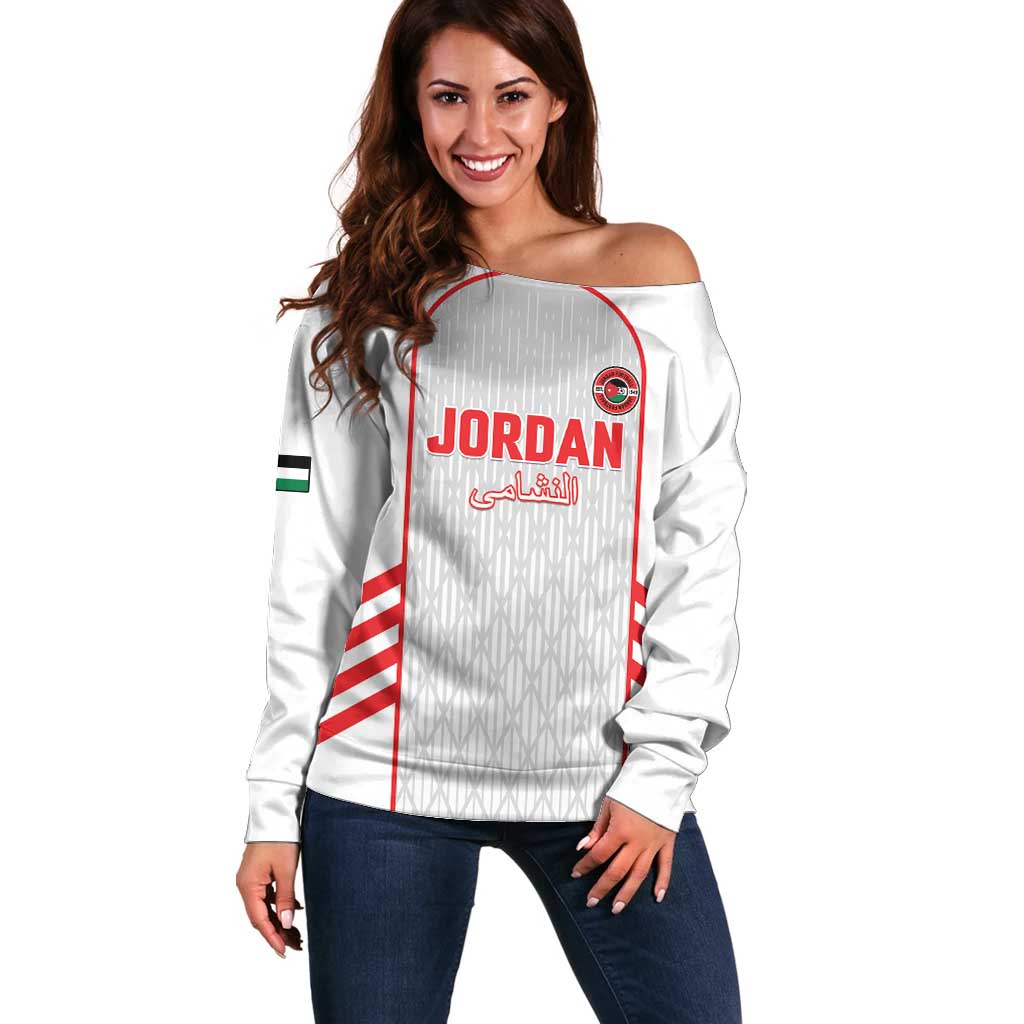 Custom Jordan Football 2026 Off Shoulder Sweater Desert Falcons Rising - White