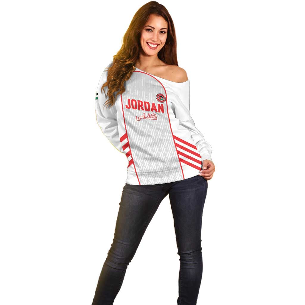 Custom Jordan Football 2026 Off Shoulder Sweater Desert Falcons Rising - White