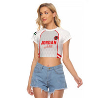 Custom Jordan Football 2026 Raglan Cropped T Shirt Desert Falcons Rising - White