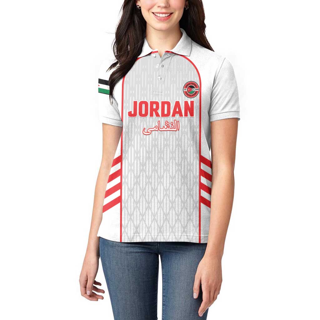 Custom Jordan Football 2026 Women Polo Shirt Desert Falcons Rising - White