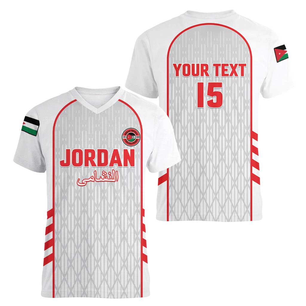 Custom Jordan Football 2026 Women V-Neck T-Shirt Desert Falcons Rising - White