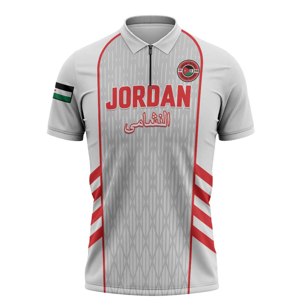 Custom Jordan Football 2026 Zipper Polo Shirt Desert Falcons Rising - White