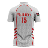 Custom Jordan Football 2026 Zipper Polo Shirt Desert Falcons Rising - White