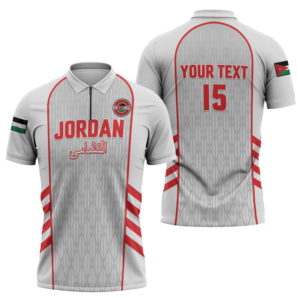 Custom Jordan Football 2026 Zipper Polo Shirt Desert Falcons Rising - White