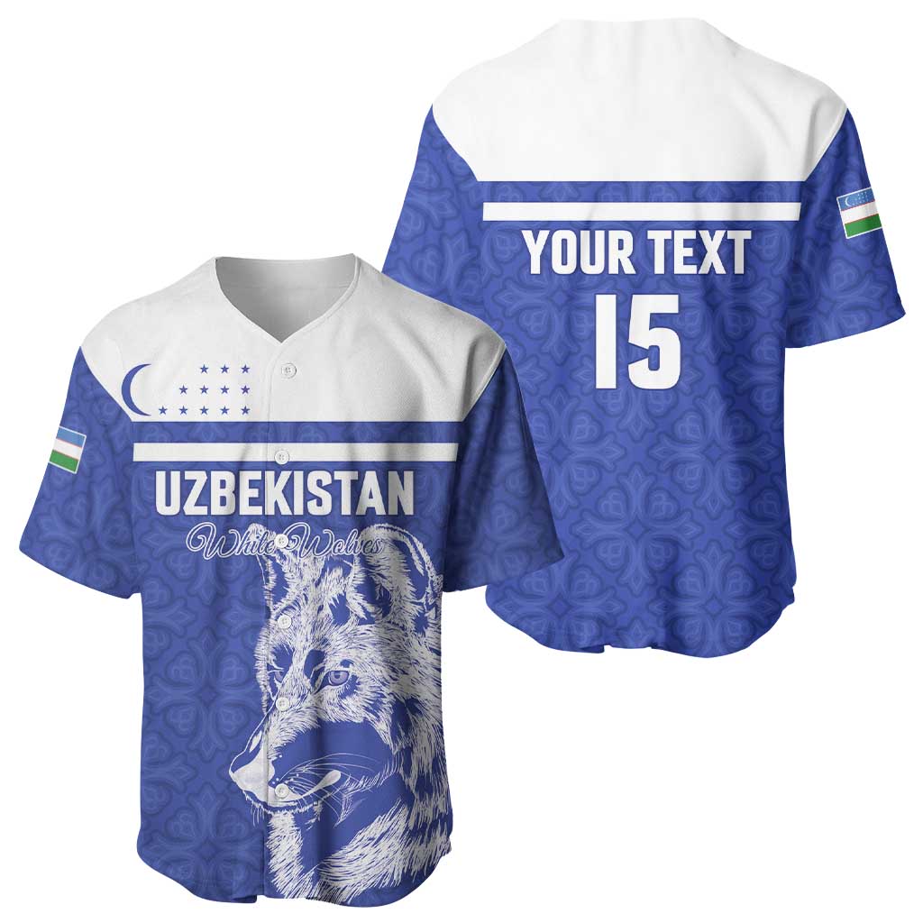 Custom Uzbekistan Football 2026 Baseball Jersey White Wolves Rising