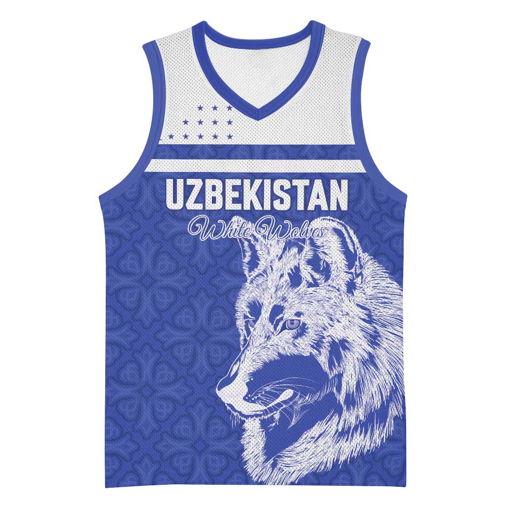 Custom Uzbekistan Football 2026 Basketball Jersey White Wolves Rising