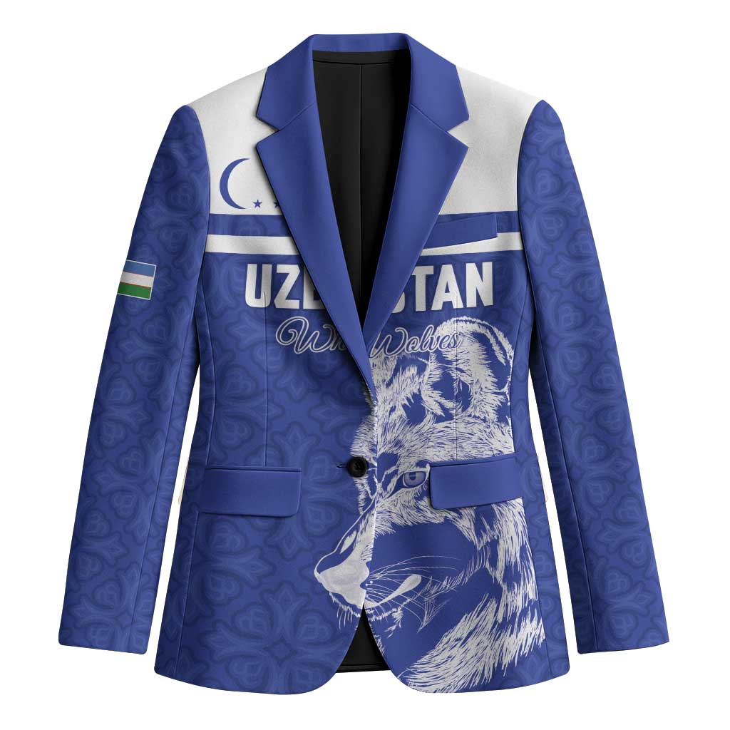 Custom Uzbekistan Football 2026 Blazer White Wolves Rising