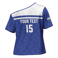 Custom Uzbekistan Football 2026 Cross Shoulder Shirt White Wolves Rising