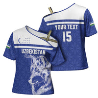 Custom Uzbekistan Football 2026 Cross Shoulder Shirt White Wolves Rising