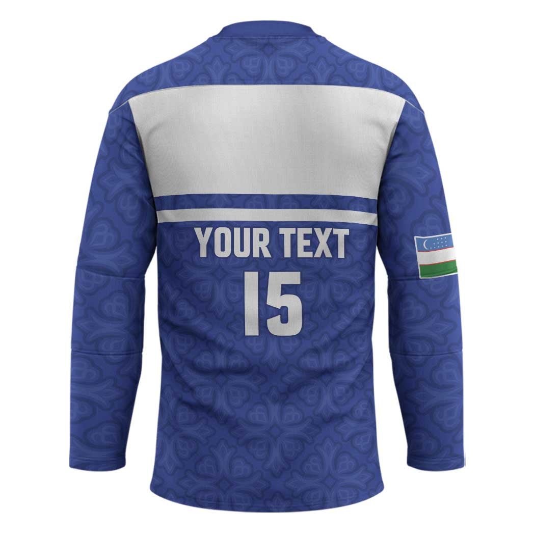 Custom Uzbekistan Football 2026 Hockey Jersey White Wolves Rising